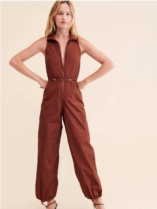 Rare London Pants - Boho Rare London Balloon Leg Sleeveless Jumpsuit Rust Utility Zip Front NWT